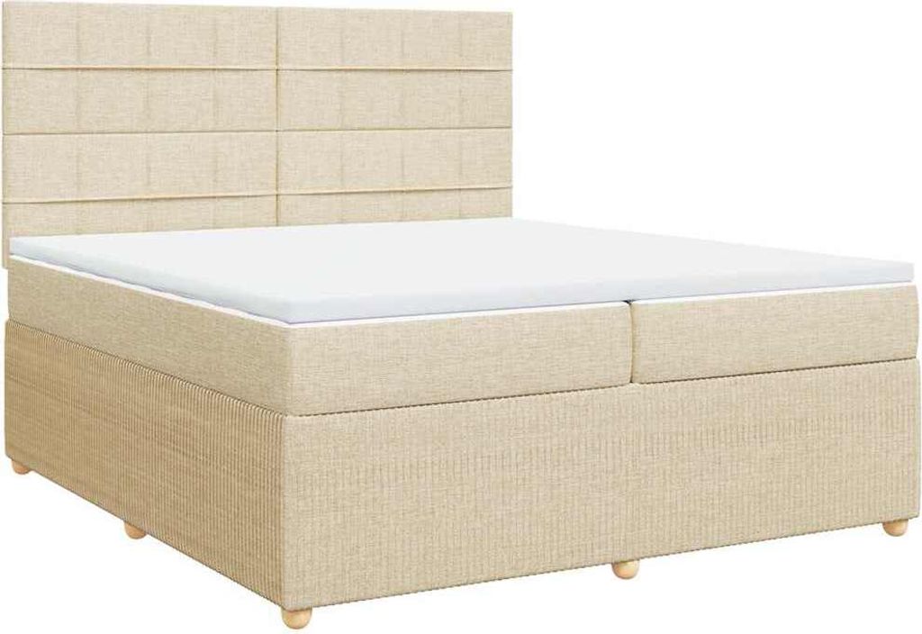 vidaXL Boxspringbett mit Matratze Creme 200x200 cm Stoff
