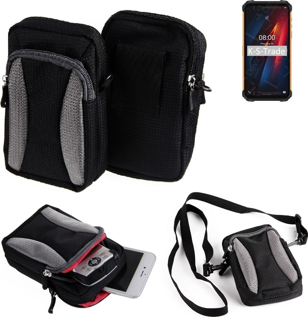 K-S-Trade Holster Schutz Hülle kompatibel mit Ulefone Armor 8 Handy Hülle Gürteltasche Umhängetasche mit Zusatzfach schwarz