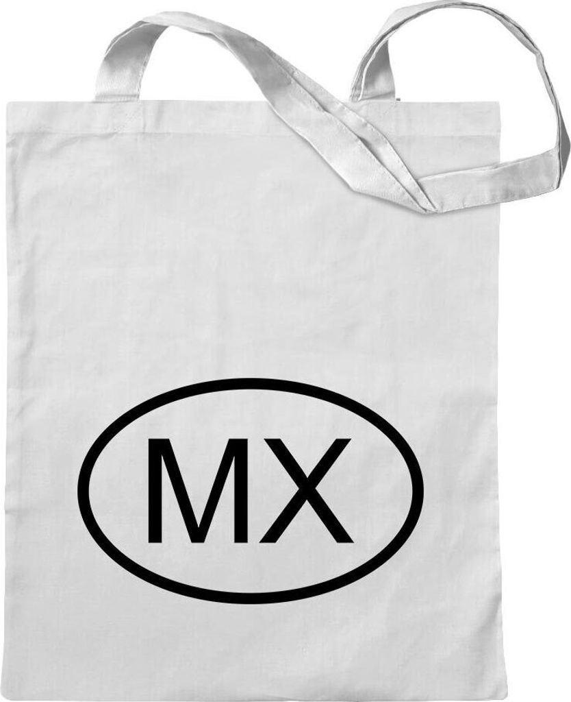 Kiwistar - Baumwolltasche - weiss - Mexiko MX - Tragetasche Stoffbeutel Umhängetasche Langer Henkel