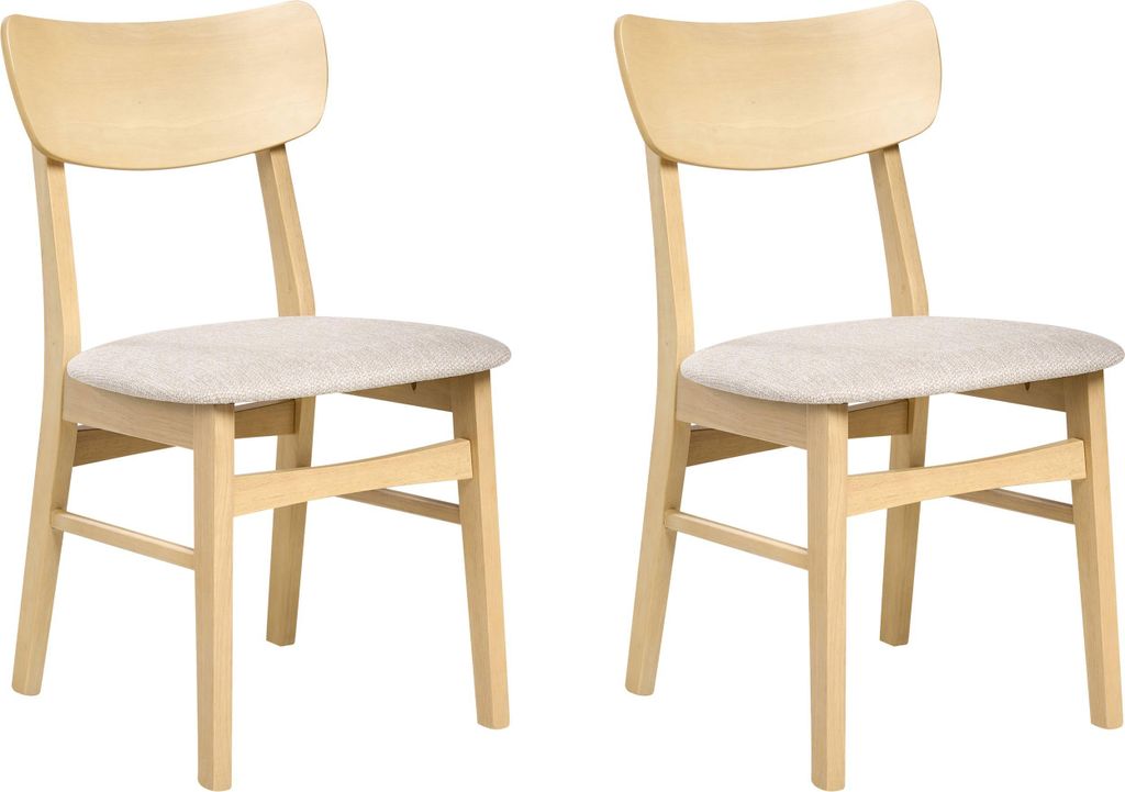BELIANI Esszimmerstuhl 2er Set Hellbeige Stoffbezug mit Hellen Holzbeinen Hohe Rückenlehne Retro Klassisches Design für Wohnzimmer Esstisch Gastr...