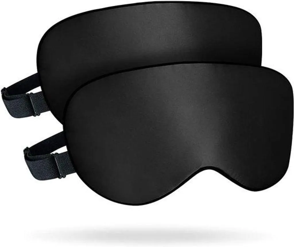 Masque de nuit pour voyage et maison en soie - Lot de 2 pièces noirs