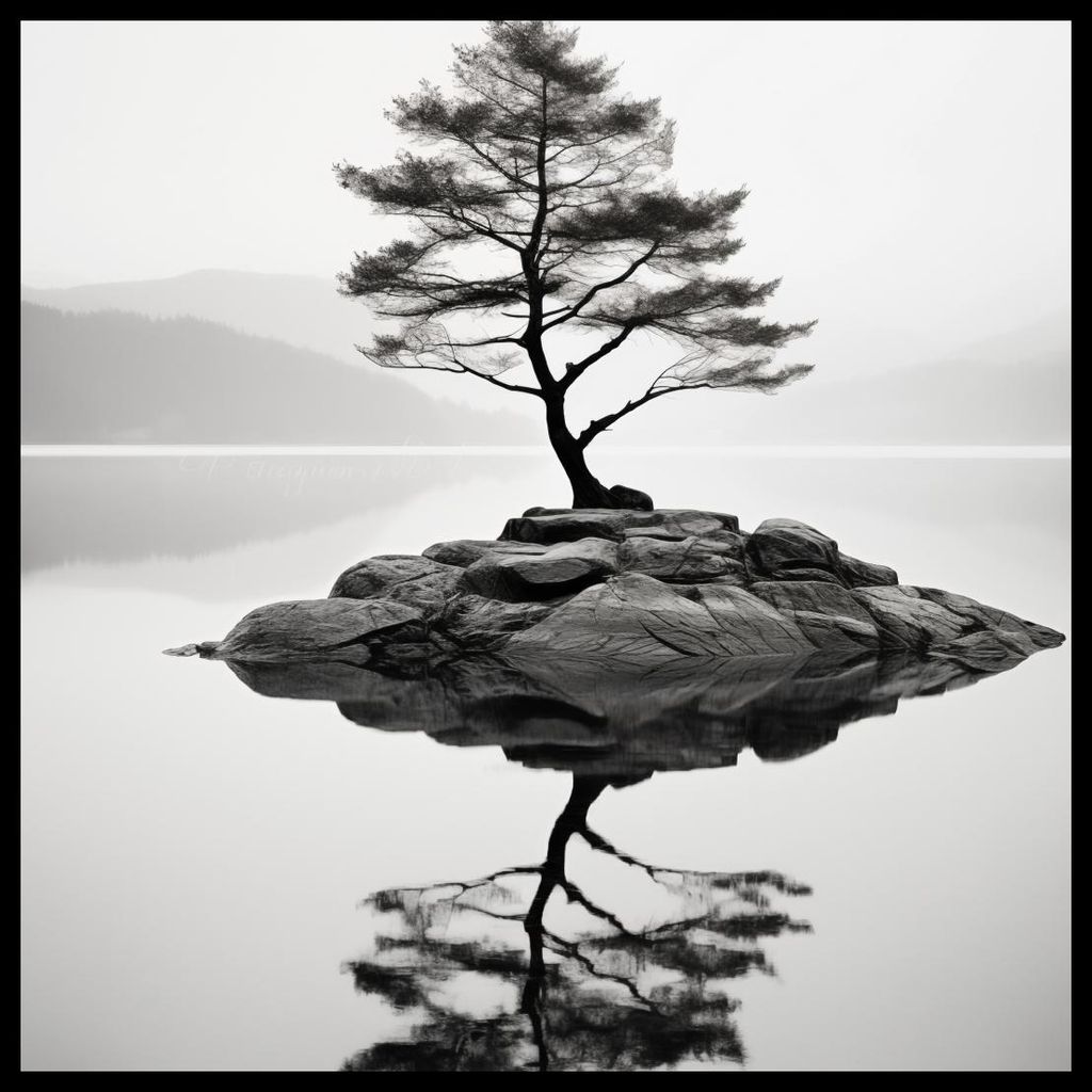 Plakat 50x50cm Einsames Baum