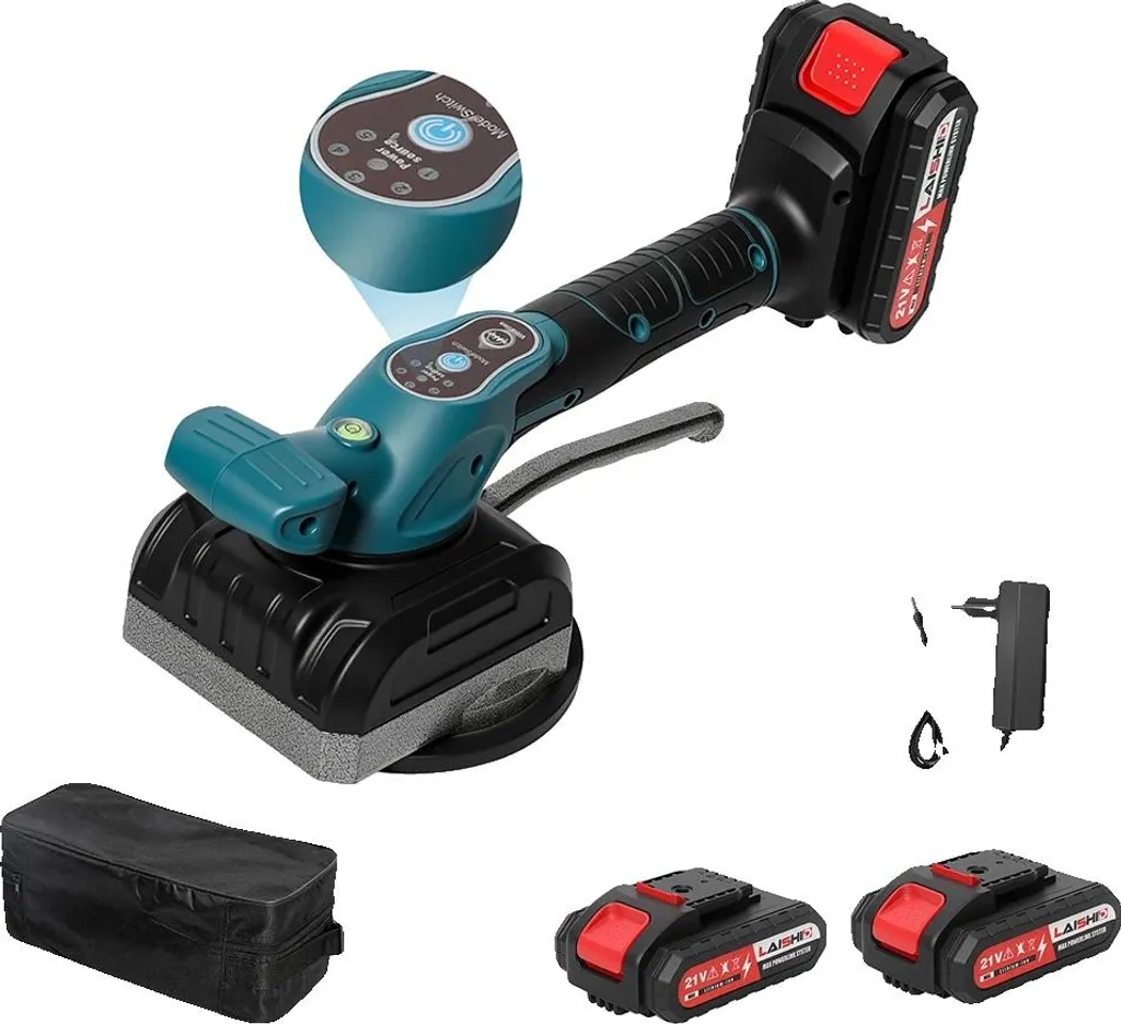 Vibrateur de carrelage professionnel bleu sans fil avec ventouse 12V