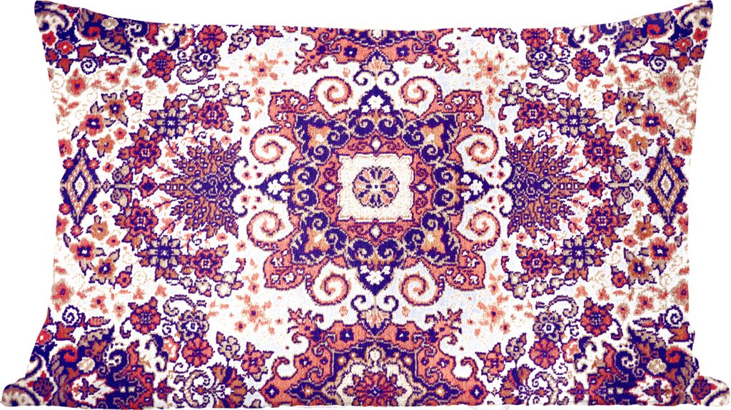 MuchoWow Zierkissen Sofakissen Wohnzimmer Dekokissen 50x30 cm Perserteppich - Muster - Rot - Gelb - Wohnzimmerdekoration - Polster mit Photo