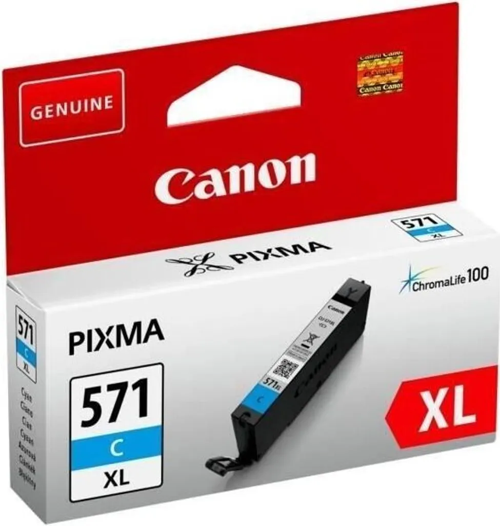 Cartuccia d'inchiostro CANON CLI-571C XL, ciano, alta capacità, ChromaLife100, 11 ml, fino a 375 pagine, per serie MG5750/MG6850/MG7750