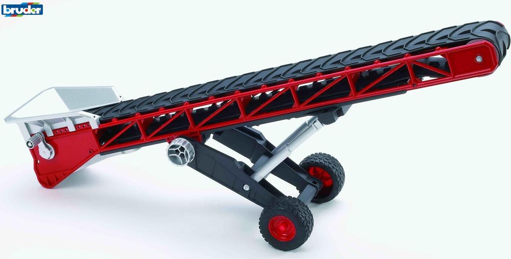 A toy conveyor belt trailer on a white background.