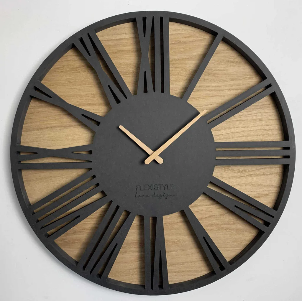 Horloge Murale Silencieuse sans Tic-tac LOFT Noire 50cm Grande Taille
