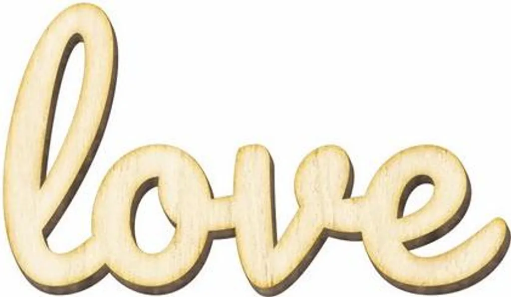 Embellissement bois mot Amour 70x40mm pour scrapbooking et art floral
