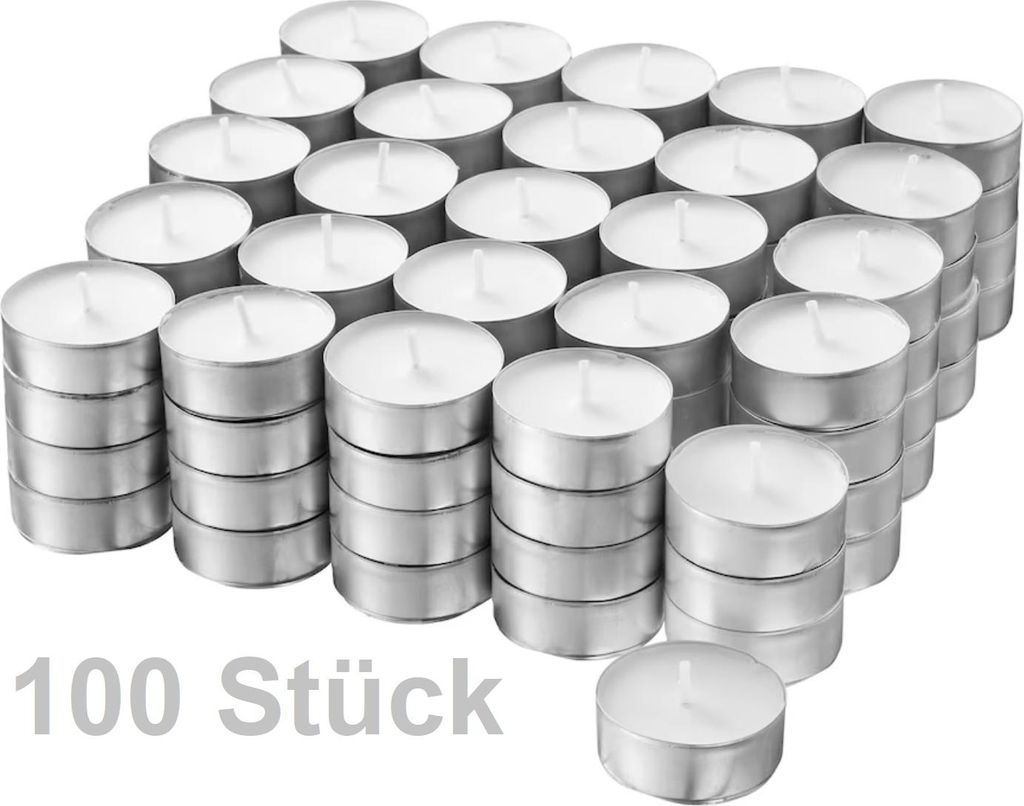 JUNG Premium Teelichter 100er Set, hochwertiges Teelicht Ø 37mm, 4 Std Brenndauer, Teelichte weiß unbeduftet, ideal für Zuhause & Gastro