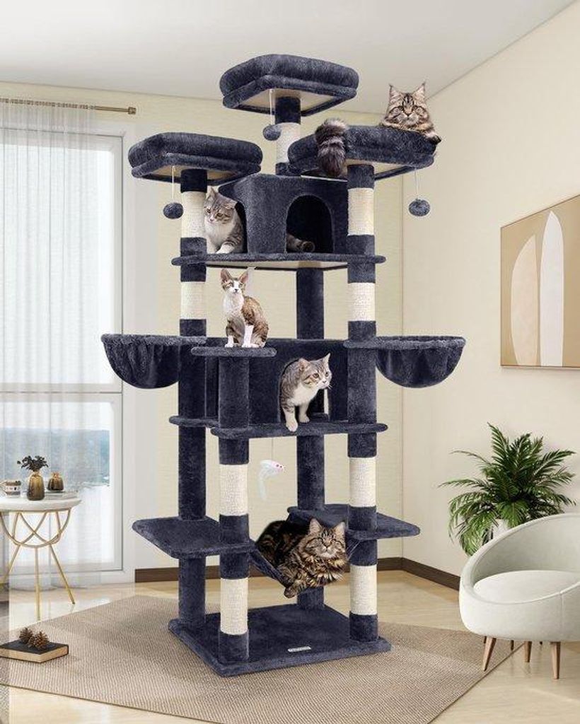Unyqoos® - Duży drapak o wysokości 204 cm z hamakiem i Zdjęcie produktu 