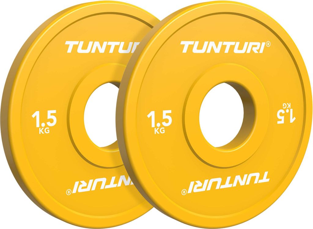 Tunturi Platinum Fraktionalscheiben – Bumper Plates – Gelb – 1,5 kg – Set
