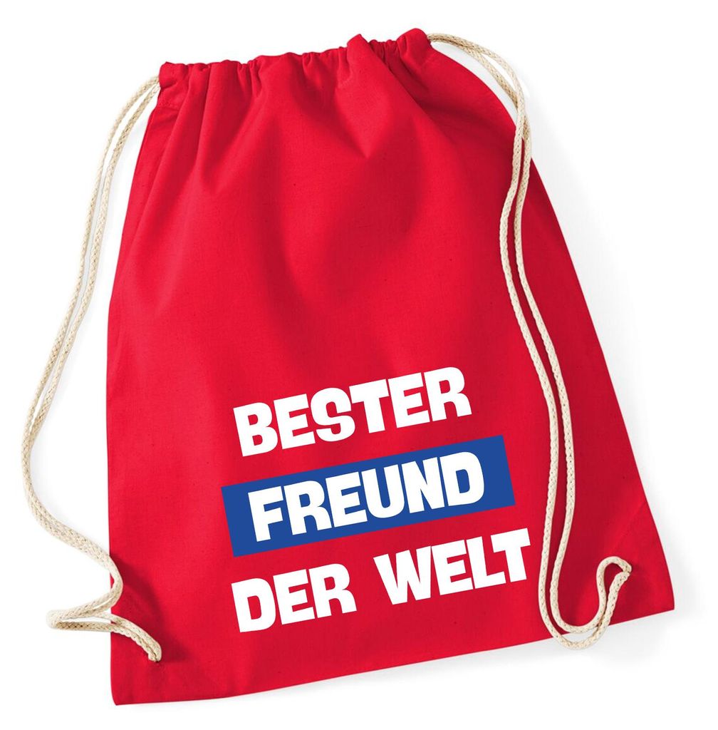 Huuraa Turnbeutel Bester Freund der Welt 12 Liter Classic Red Baumwolle Rucksack Geschenkidee