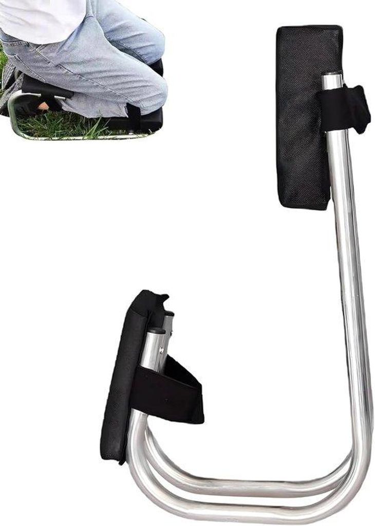 Gartenkniebank aus Stahl, 24 x 11 Zoll, kippbare Kniepolster, ausklappbarer Sitz, Gartenstuhl mit Seitentaschen