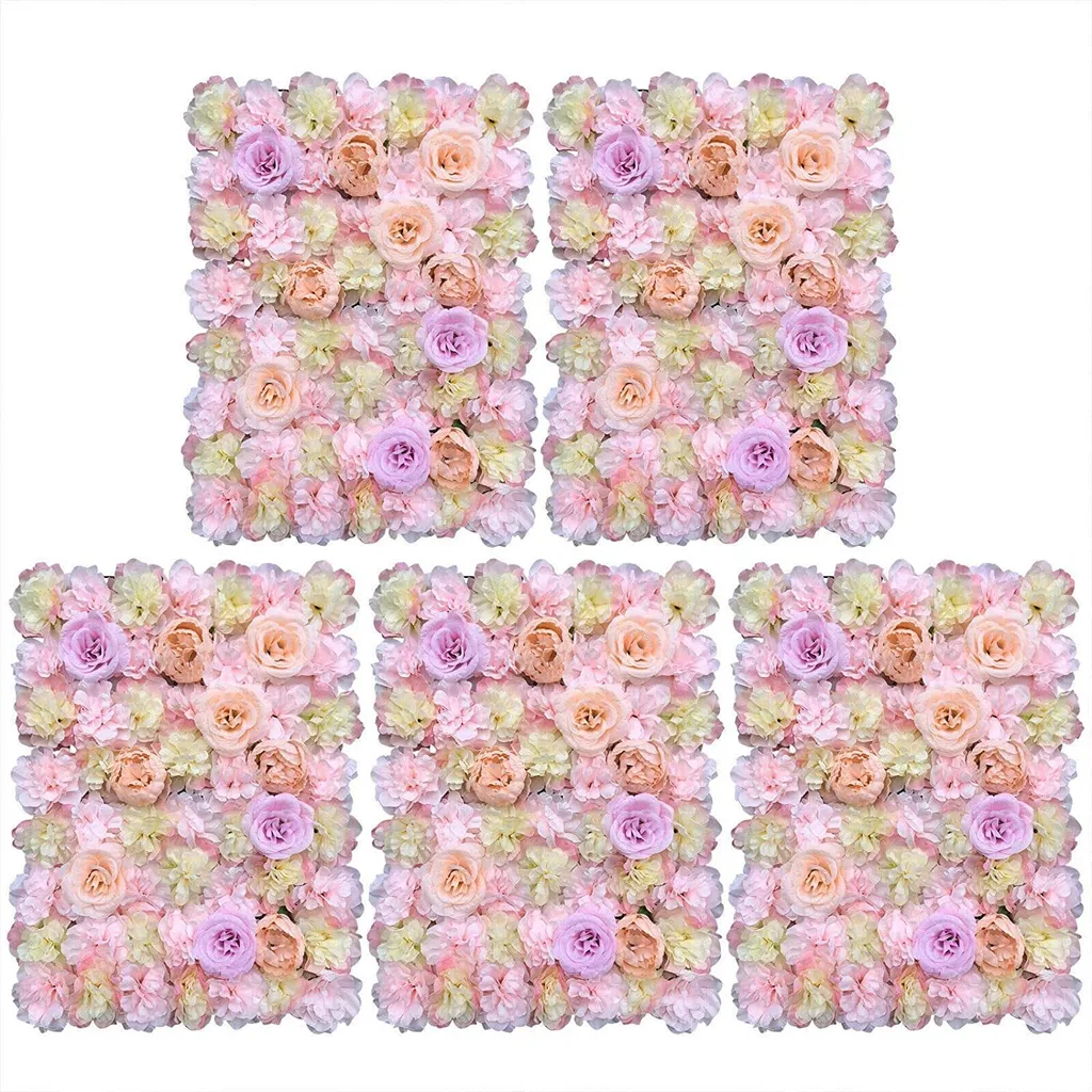 Mur de Fleurs Artificielles sans Entretien Panneaux Muraux Roses en Soie
