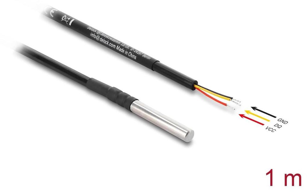 Delock Temperaturfühler-Kabel mit 3 x offene Kabelenden DS18B20 1 m