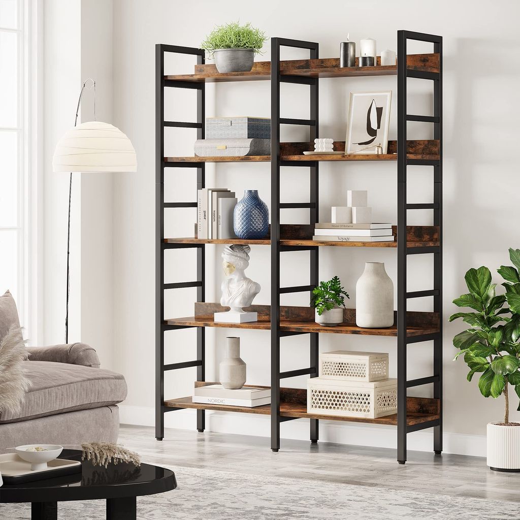 Tribesigns Industrielles Bücherregal mit 5 Ebenen, 180 cm H x 129 cm B, Etagere Bücherregal, freistehend, Bücherregal zur Aufbewahrung und Ausst...
