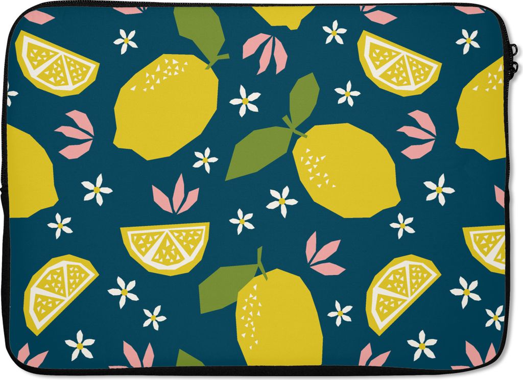 MuchoWow Laptop Hülle 13 Zoll Zitrone - Muster - Sommer Laptoptasche - Laptophülle - Sleeve - Rundumschutz