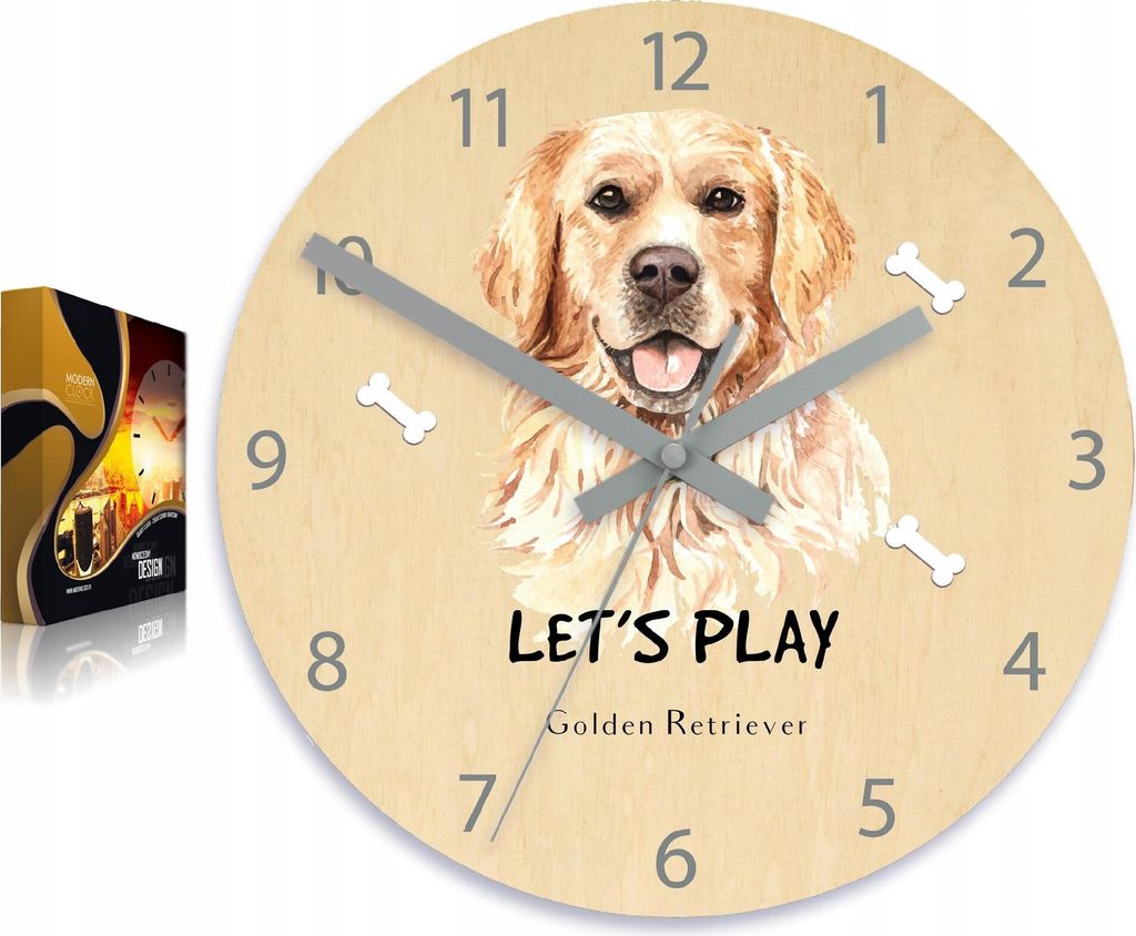 ModernClock, wanduhr, Silent Wanduhr, Wanduhr für Kinder Goldern Retriver Hund 30cm