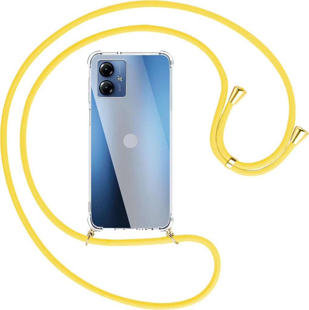 Handykette Backcover-Schutzhülle mit Band (Metall goldfarben) für Motorola Moto G14 (PAYF0010IN, 6.5'') - gelb