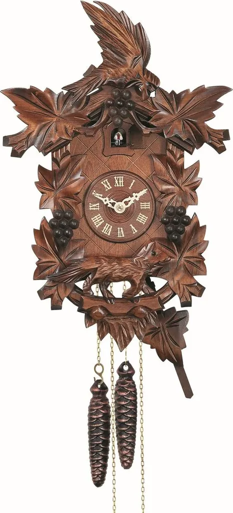 Véritable Pendule Coucou en Bois de Noyer avec Mécanisme 8 Jours 38cm