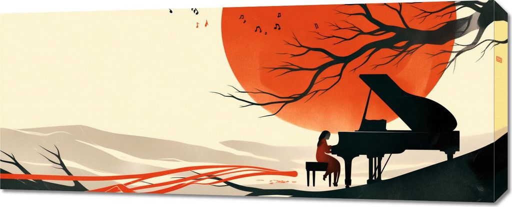 Bild 100x40cm Pianistin