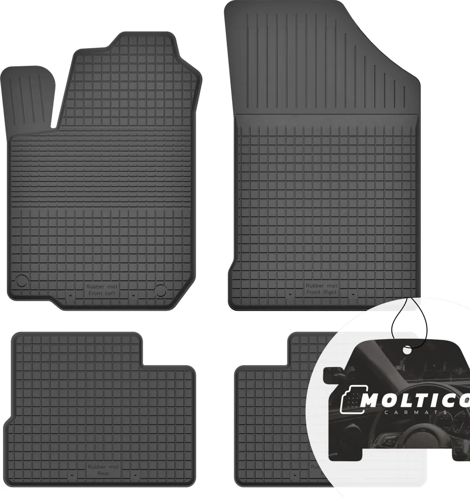 Tappetini in gomma con bordo Tappetini in gomma per auto Tappetini in gomma per auto con montaggio preciso Set da 4 pezzi - adatto per Hyundai ix20 2010-2018