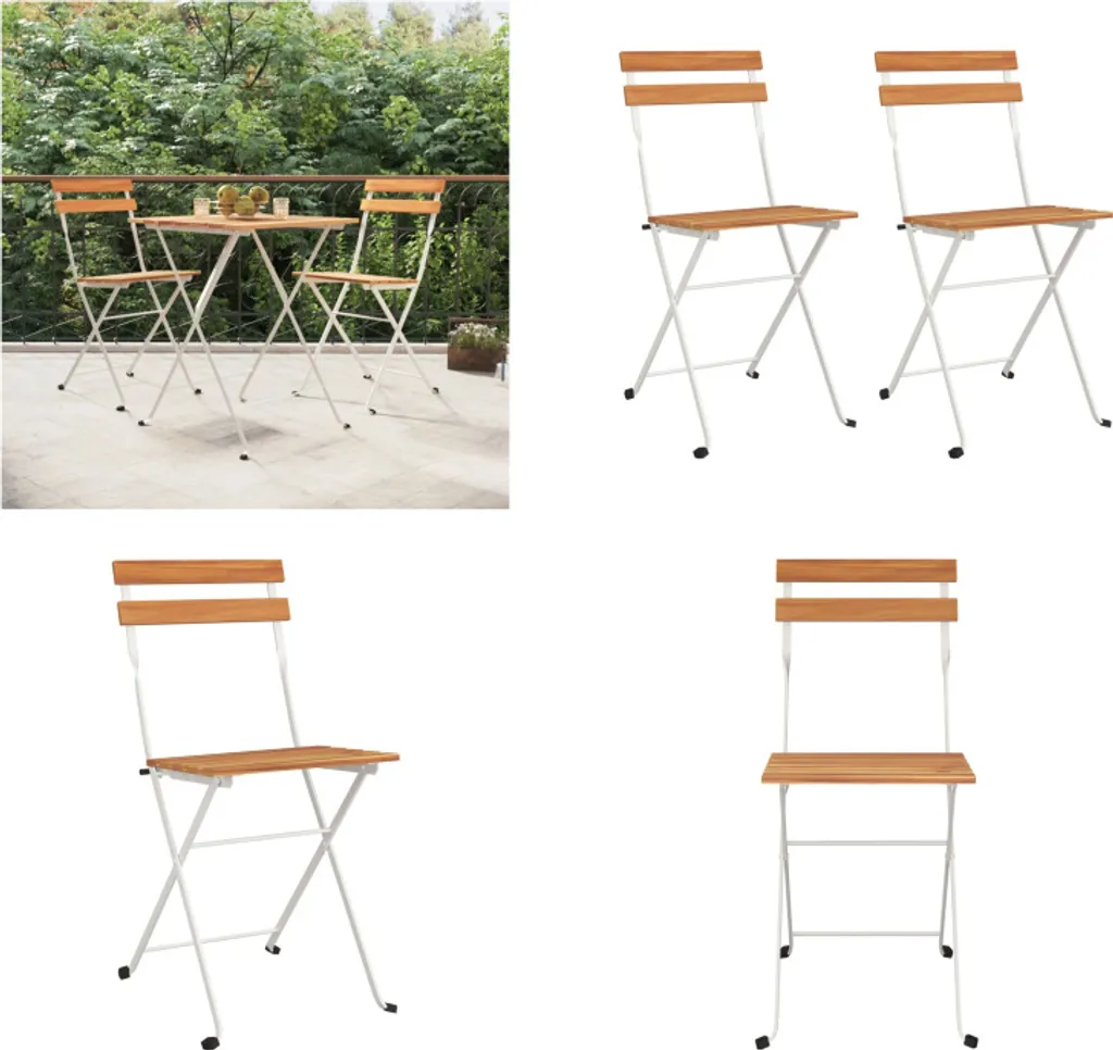 Set 2 Sedie Bistrot Pieghevoli vidaXL in Legno Acacia per Esterni
