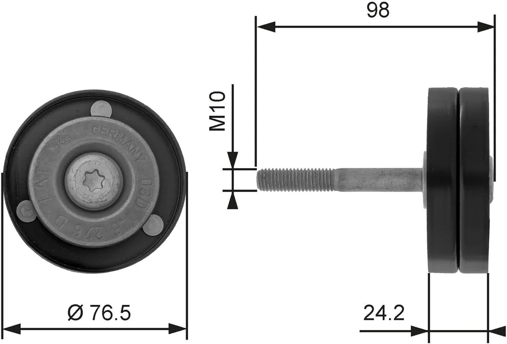 Galet de renvoi de courroie GATES T36232 compatible Polo, Ibiza et Fabia