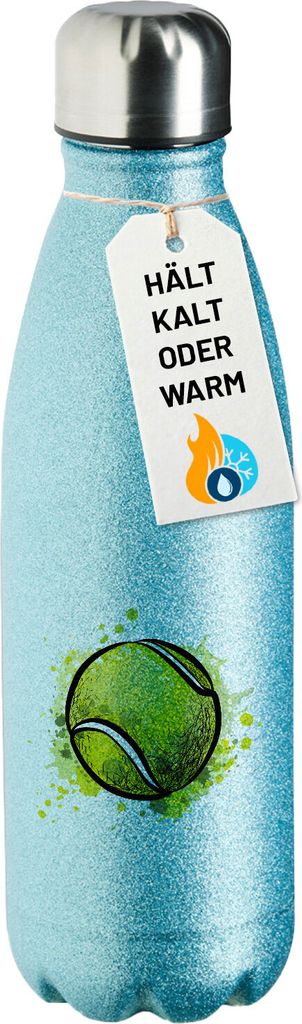 Huuraa Trinkflasche Tennisball Comic 500ml Blue Edelstahl Wasserflasche Trinkflasche Geschenkidee