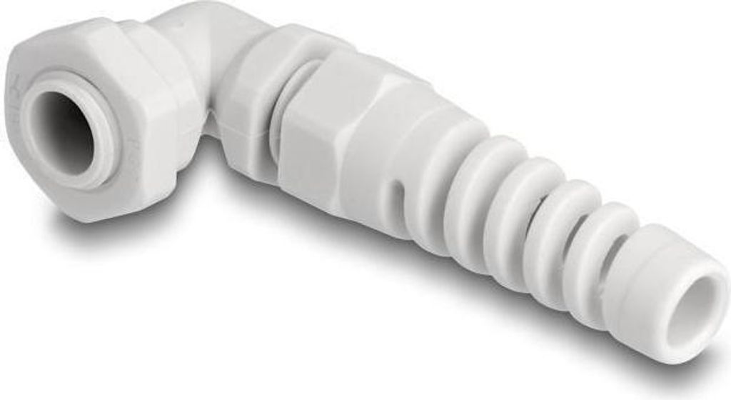 DeLOCK Kabelverschraubung mit Zugentlastung 90° gewinkelt PG11 grau, Grau, Kunststoff, 1 Stück(e), Abgewinkelt, PG11, 9 mm