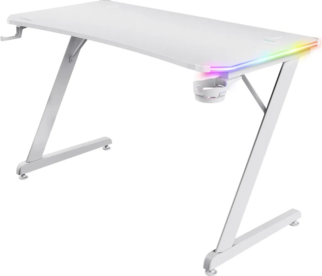 Bureau Trust GXT 709W Luminus RGB Blanc avec Éclairage LED Personnalisable