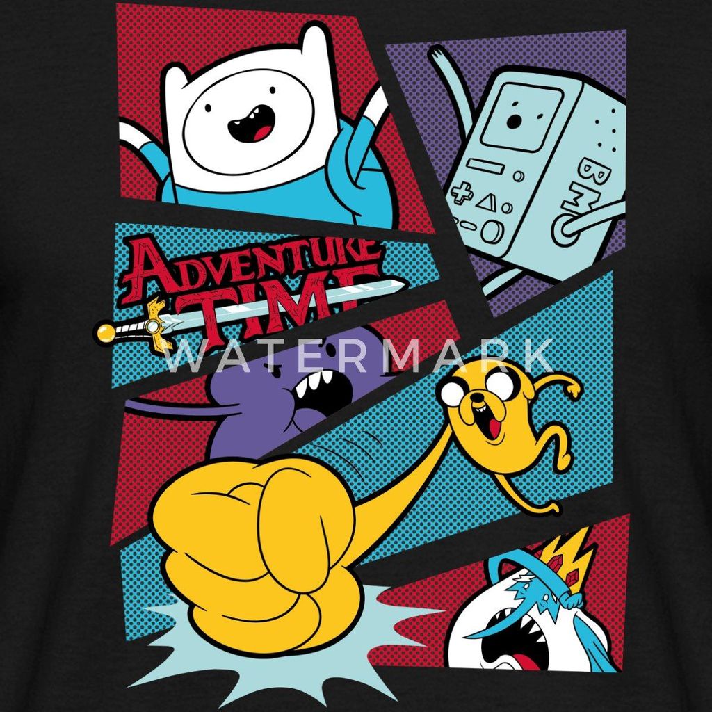 Spreadshirt Adventure Time Mit Finn Und Jake Comic Felder Männer T-Shirt, XL, Schwarz