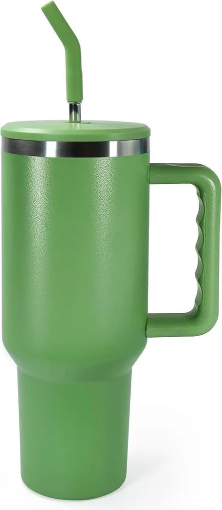 Thermo Mug da 40 oz. in acciaio inox con manico a cannuccia - blu verde