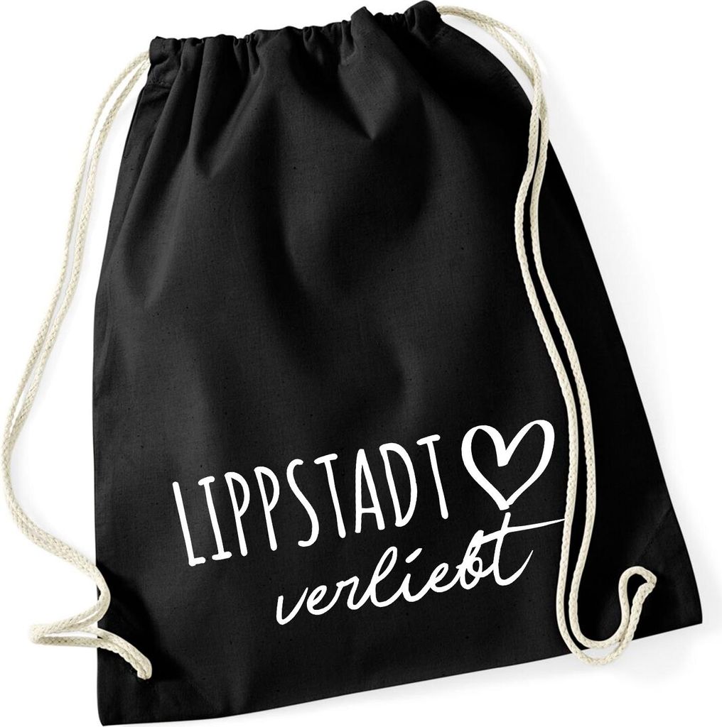 Huuraa Turnbeutel Lippstadt verliebt 12 Liter Black Baumwolle Rucksack Geschenkidee
