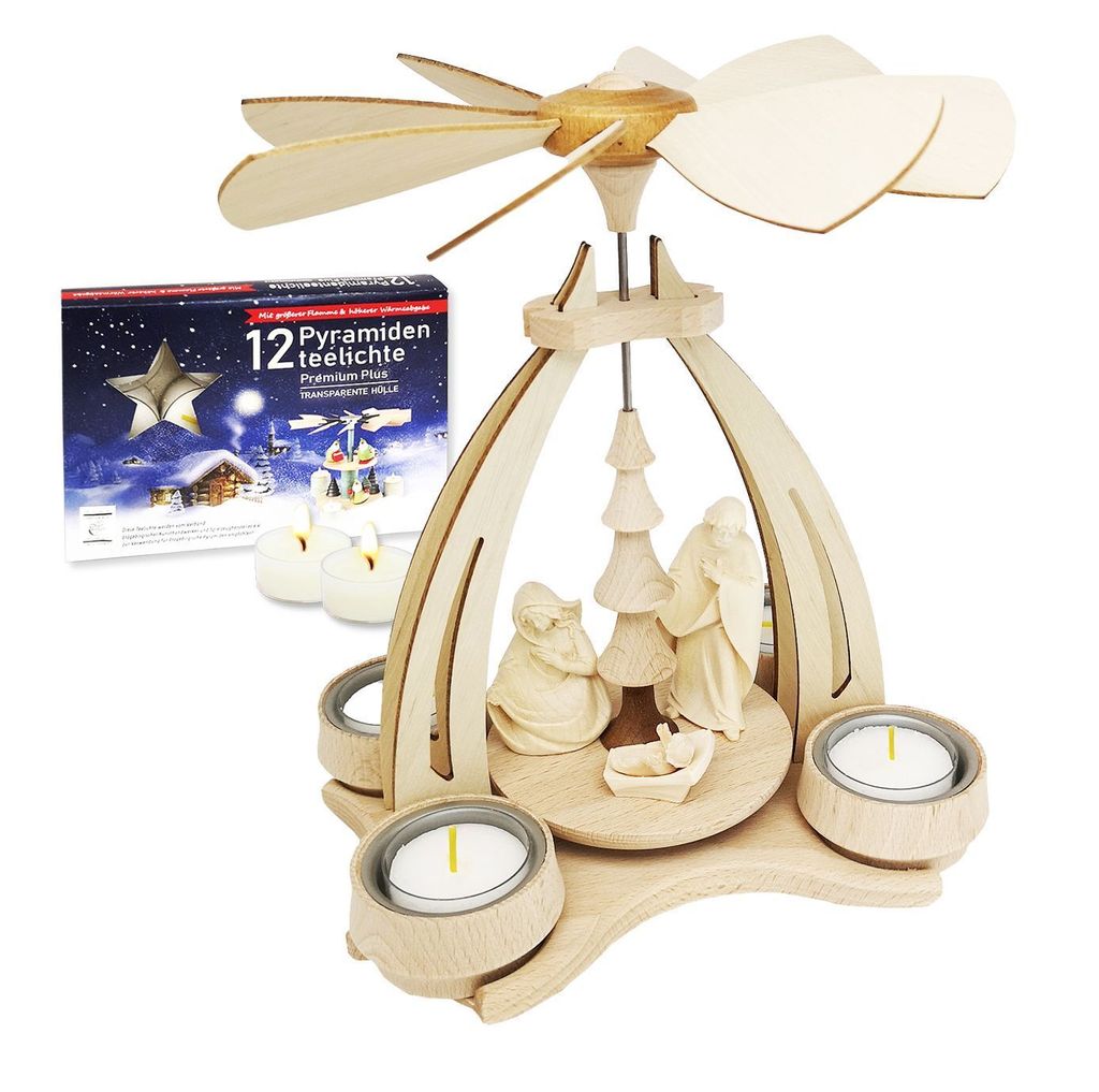 Holz-, Tisch-, Teelicht-, Weihnachts-, Pyramide - Heilige Produktbild 