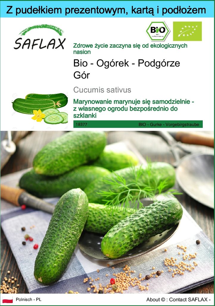SAFLAX - Zestaw prezentowy - Bio - Ogórek - Podgórze Gór - Zdjęcie produktu 
