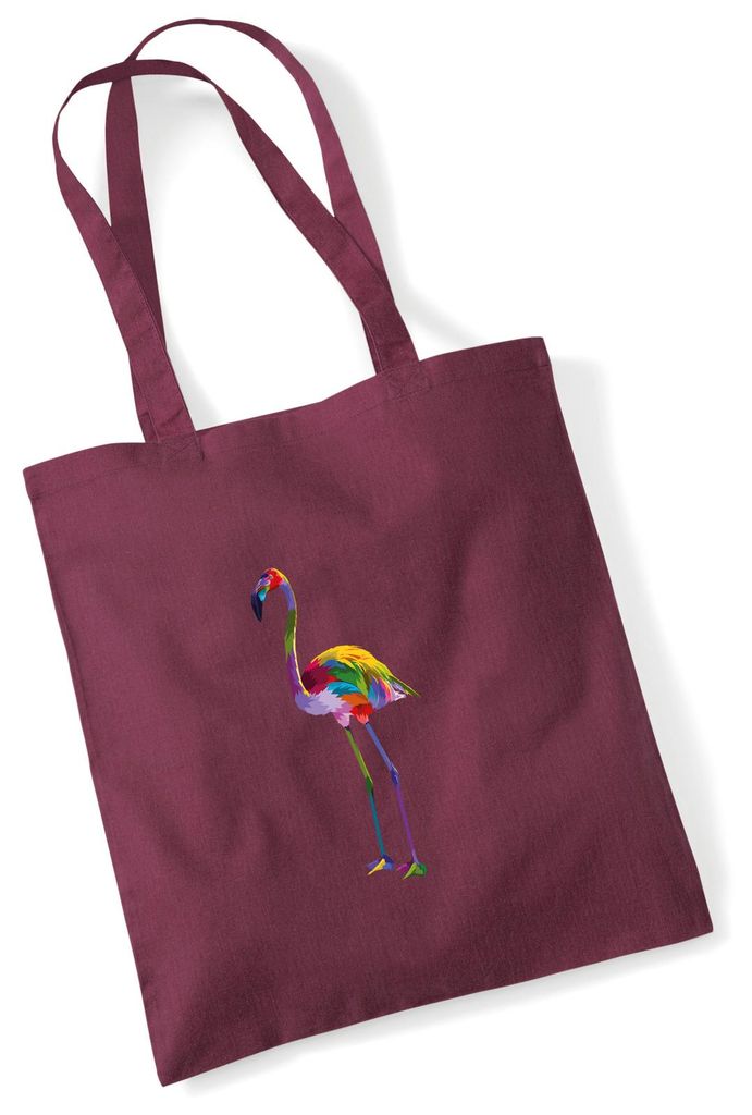 Huuraa Jutebeutel Flamingo Colorful 10 Liter Burgundy Baumwolle Tasche Geschenkidee