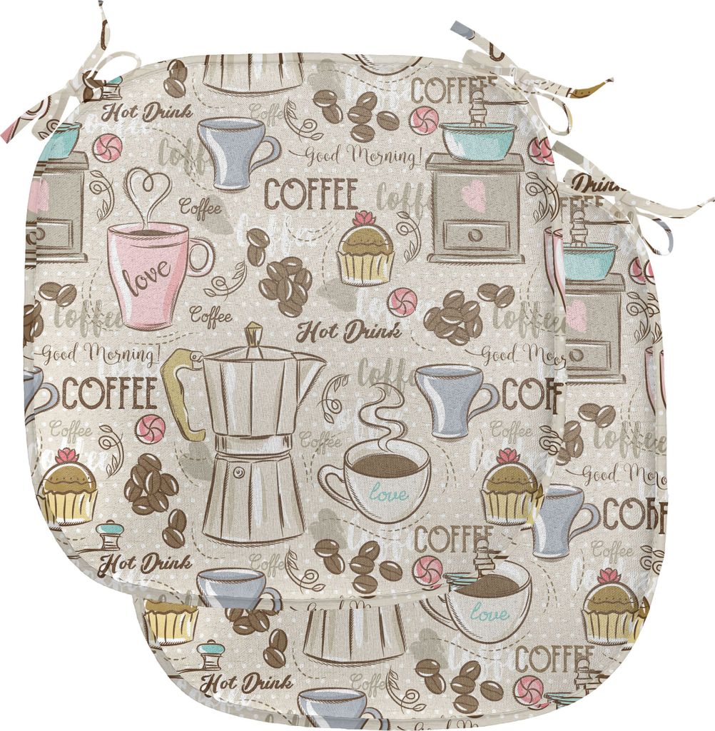 ABAKUHAUS Modern Polster für Esszimmerstühle, Kaffee Espresso-Maschine, Dekoratives wasserfestes Kissen mit Riemen für Küchensitze, 40 cm x 40 ...