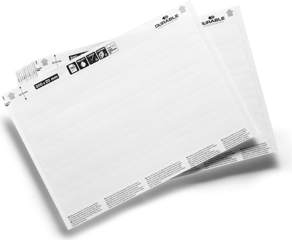 DURABLE Einsteckschilder 200x17 mm 100 St., 800002 weiß Produktbild 