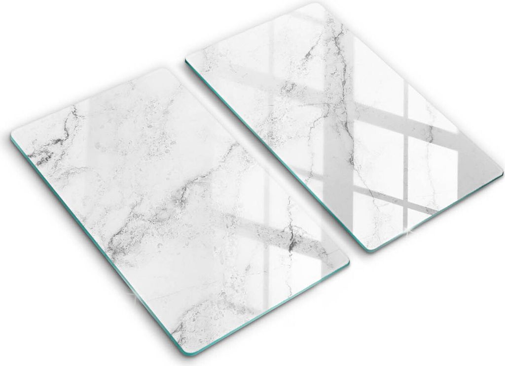 Glasschneideplatte - Herdabdeckplatte - 2x30x52 cm -Schneidebrett - Spritzschutz -Elegante Marmorstruktur