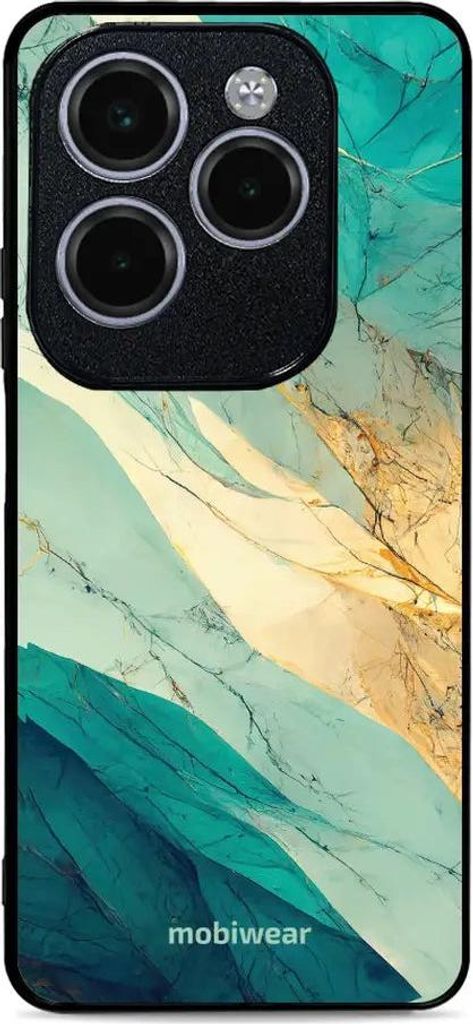 Handyhülle für Infinix Hot 40 Pro, Mobiwear Glossy Case, Türkis-Marmor