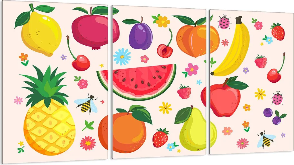 Piastre copriforno 3 pezzi 30x52 Vetro copriforno in ceramica, color frutta