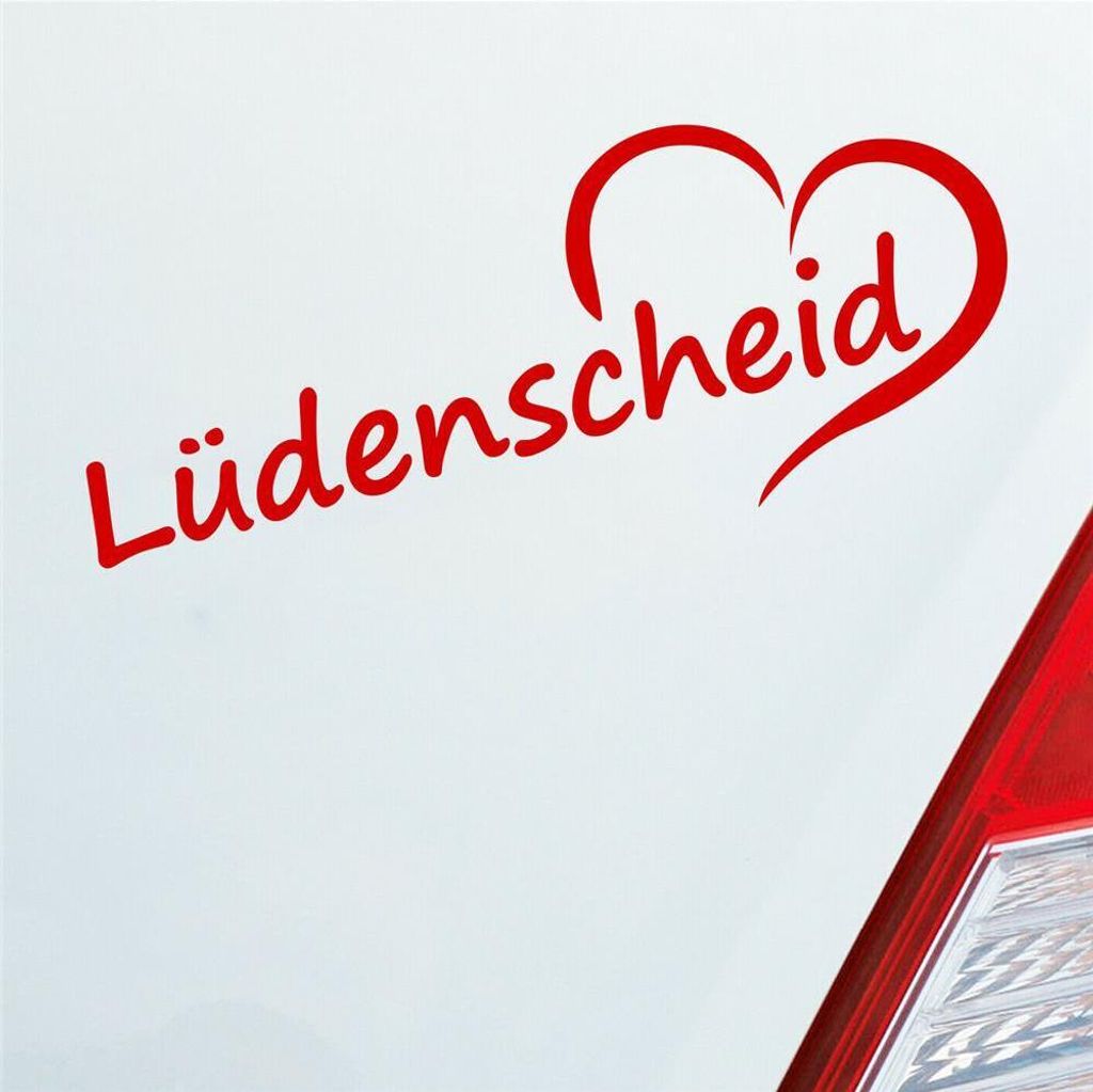 Auto Aufkleber Lüdenscheid Herz Stadt City Liebe Love 19,5x8 cm Rot Sticker Heckscheibenaufkleber