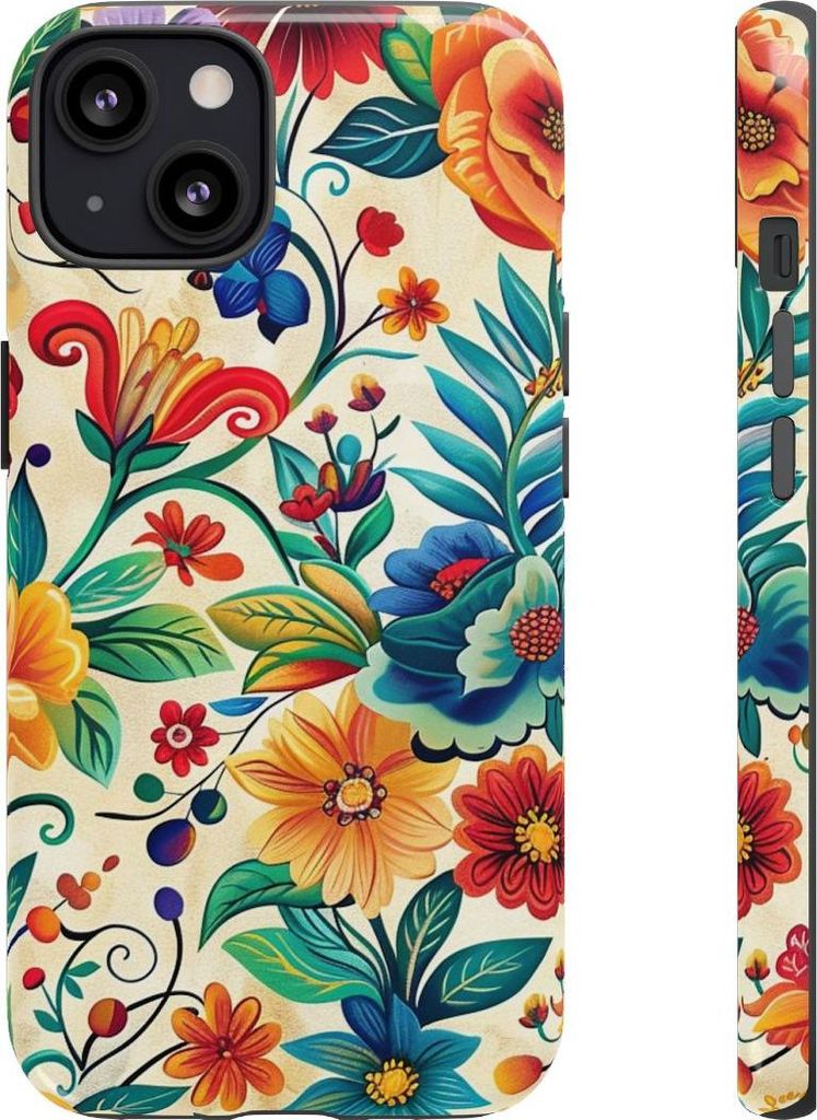 Lebhaftes Blumenmuster in bunten Farben – Hülle Kompatibel mit iPhone 13
