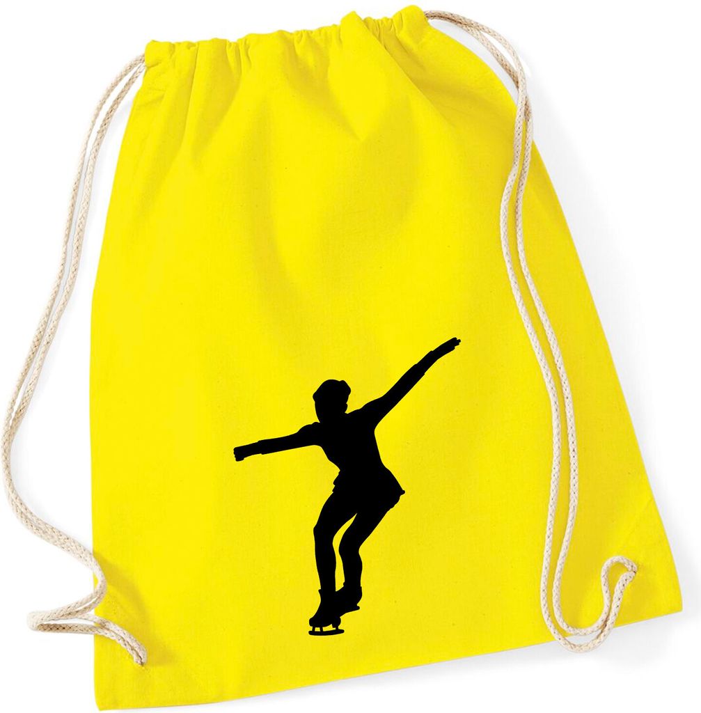 Huuraa Turnbeutel Eiskunstlauf Silhouette 12 Liter Yellow Baumwolle Rucksack Geschenkidee