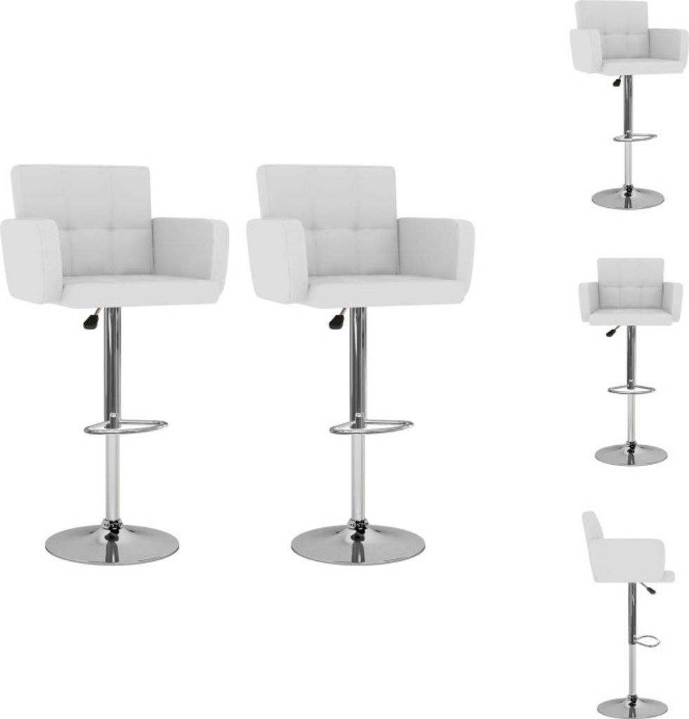 vidaXL Barhocker 2 Stk. Weiß Kunstleder -  Barhocker Produktbild 