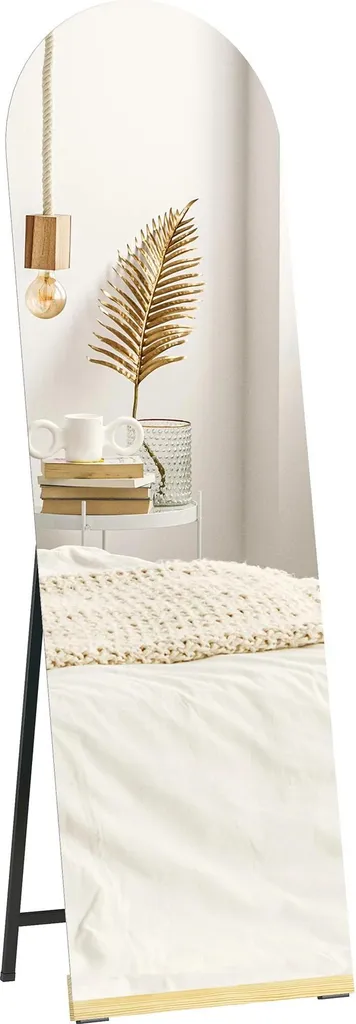 Miroir intégral 160x50 cm en verre trempé avec socle bois de pin massif
