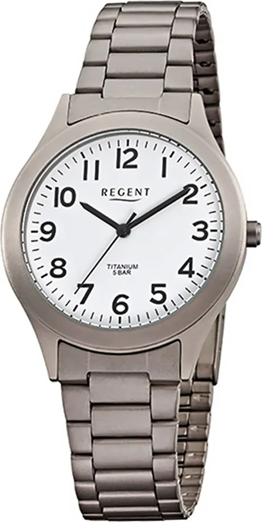 Montre Regent F-837 en Titane Hypoallergénique Gris Argent Analogique