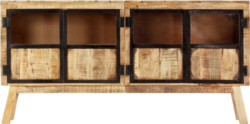 vidaXL Sideboard Braun und Schwarz 160×30×80 cm Raues Mangoholz