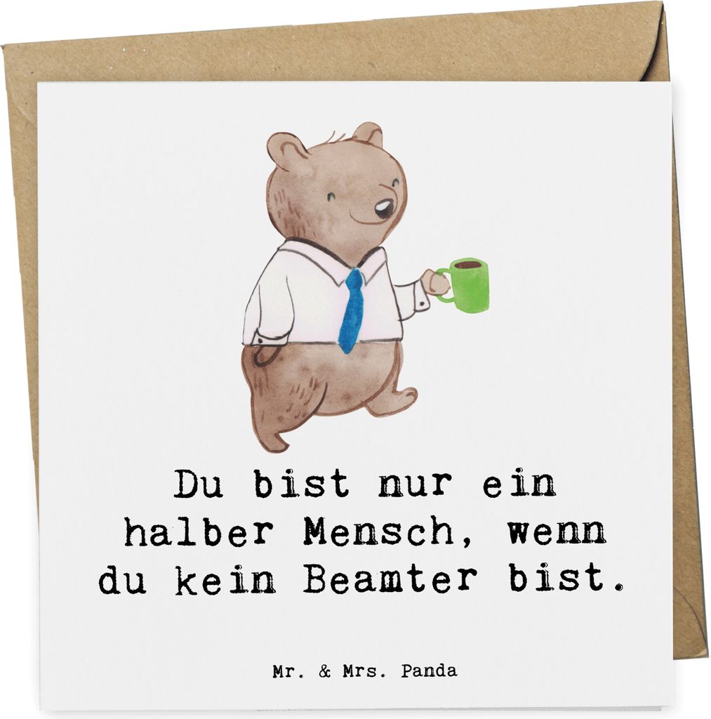 Mr. & Mrs. Panda Grußkarte Beamter Herz - Weiß - Geschenk, Produktbild 